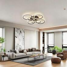 8环亚克力豪华大型室内吸顶灯，创意设计，高亮度，每环包含3色可调LED灯泡，照明范围可达30平方米，适用于卧室、客厅、餐厅、别墅及其他室内空间。