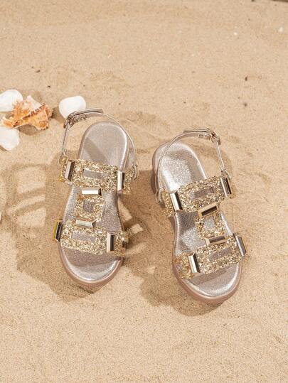 Un par de sandalias de tacón alto de moda para niños, hermosas sandalias con diseño de colores arcoíris, cómodas sandalias para niños con suela gruesa, adecuadas para la playa, la calle, la piscina y las fiestas, sandalias para niñas, zapatos para niñas, sandalias para niños, sandalias, zapatos de playa