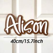 1件定制木质铭牌，个性化礼物，可定制姓名，多种颜色和款式可选，现代墙面艺术装饰，无需电源，独特的房间和家居装饰，是周年纪念日、生日、婚礼、情人节、圣帕特里克节、复活节的理想之选 - 彩色 - 查看 24