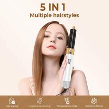 Multifunctional Upgraded 5-In-1 Hair Dryer Set, Including 60000RPM Negative Ion Hair Care Hair Dryer, Left And Right Automatic Rotating Curling Iron, Large Round Comb, Straight Hair Comb All-In-One Accessory Head Set, Convenient Home Set Valentine's Day Holiday Gift - UK Plug(220-240V) - View 3
