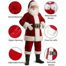 Men's Deluxe Santa Suit 11pc. Christmas Adult Professional Santa Claus Outfit Xmas - 大的 - 查看 2