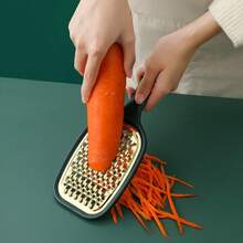 1 pieza Cortador de verduras con forma de raqueta de tenis, cortador de juliana de patatas de acero inoxidable de múltiples funciones, rallador de ajo y rábano para la cocina, rallador de frutas y verduras - Multicolor - Ver 11