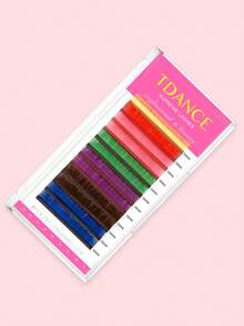 TDANCE 1盒12排彩色单根假睫毛，混合色浓密型，高级经典款，专业柔软自然，多色睫毛，0.07 C/CC/D 12mm