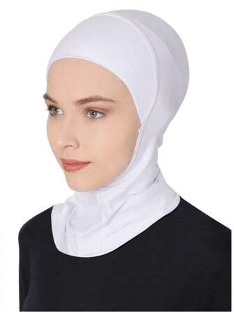1件白色颈巾头巾女士头巾女士速戴头巾头带阿巴雅配饰帽子下女士面纱