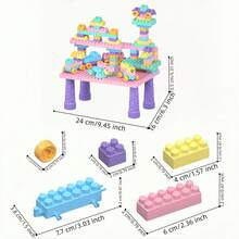 DIY Building Block Table, Large Building Blocks, Suitable For Boys, Multifunctional Educational Toy, Suitable For Girls And Teenagers, Mixed Colors, ABS Material, Perfect For Birthday, Christmas, Thanksgiving, Halloween And Holiday Gifts 88/ - Pink - View 6