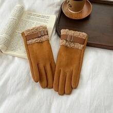 1 Pair Women's Fleece Cycling Gloves, Windproof, Warm, Thick, Touchscreen Friendly, Winter - Multicolor - View 4