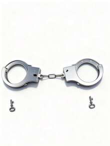 1 Set Vintage Handcuffs - 1 Pair Of Vintage Silver Plastic Handcuffs, Suitable For Halloween, Parties, Role-Playing And Performance Accessories. Handcuff Inner Diameter 4.5