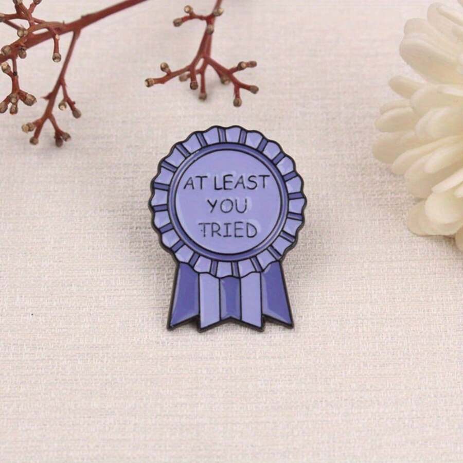 Charming Motivational - Themed Enamel Badge. Ribbon - Shaped And Heart ...
