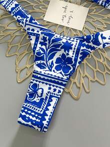 3 Pieces Tropical Flower Print Sexy Bohemian Bikini Set Beach Vacation Spring And Summer Season