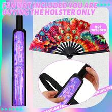 Summer Rave Fan Holster Rave Fan Holder Folding Hand Pouch Foldable Sleeves With Waist Belt Thigh Party - 彩虹色風格 - 查看 3
