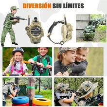 2 Piezas Walkie Talkie para Nios, EN 1 Radio de Juguete Recargable, 300m de Largo Alcance, Tambin se Puede Utilizar como Reloj, Lupa, Brjula, Linterna, para Aire Libre, Regalo de - inicial - Ver 7
