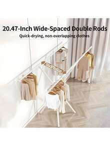 Senmeo Double Rod Foldable X-Shape Garment Rack Quick-Fold Easy-Setup Rack For Bedroom & Entryway - White - View 5