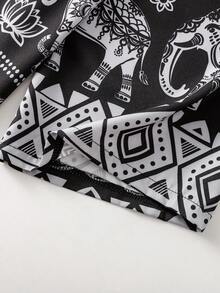 Męski kardigan w stylu retro z nadrukiem w stylu kimono, z długim rękawem, wiązaniem z przodu, swobodna koszula wykonana w 100% z poliestru, bez kołnierzyka, odpowiednia na każdą porę roku – idealny prezent, wygodna odzież wierzchnia | Koszula w stylu vintage | Można prać w pralce - Czarne - Zobacz 6