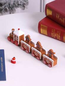 1 szt. ręcznie malowany drewniany pociąg świąteczny, dekoracja, najlepszy prezent na Boże Narodzenie, dekoracja domu, centralny element, prezent świąteczny, opakowanie w formie pudełka na prezent (niewielka różnica w kolorze, niedopasowanie części i nadmiar kleju są normalnymi cechami rękodzieła)