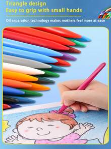 12/24/36 Colors Washable Plastic Crayons, Art Supplies For Coloring And Creative Works - No Dirty Hands Crayons - View 4