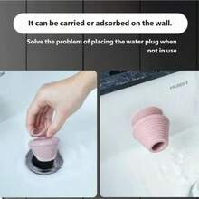 2pcs Silicone Bath Tub Drain Plug, Fits Bathtub And Bathroom Sink Drains, Adheres To Tub Wall, Easy To Use, Household Essential Bathroom Accessories Bathroom Tools