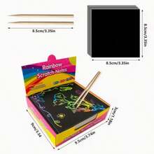 50/100 Pcs Rainbow Scratch Off Art Notes Kit - Unleash Hidden Designs With Vibrant Colors, DIY Creative Painting Cards, Perfect For Birthdays, Parties, Halloween & Christmas Crafts Gifts,Cultivates Drawing And Hands-On Skills, Enhances Focus And Imagination, Suitable For Christmas, Birthday, Party, New Year Gifts - Multicolor - View 3
