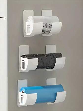 Justerbar köksbänkskiva utan perforering - multifunktionell förvaringslåda i plast, lämplig för filmer, sopsäckar etc. - sidofäste sparar utrymme i skåp och kylskåp.