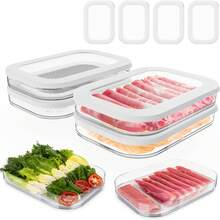 Meat Container For Fridge, Stackable Lunch Meat Container For Refrigerator, Transparent Meats Containers With Lid For Cold Cuts, Salami, Meal Prep Containers