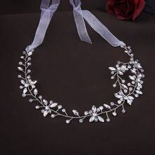 1件手工新娘婚礼水晶水钻编织发箍，伴娘发饰 - 銀色 - 查看 8