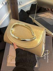 Retro Vintage Solid Color Clutch Wallet, All-Match Carry On Purse, Stylish PU Bag For Women, And For Wedding, Party, Prom, Dinner, Fashionable Clutch Bags For Woman - 金色 - 查看 10