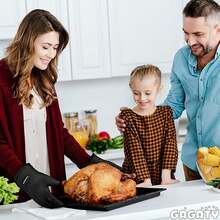 Guantes de Barbacoa, Guantes para Horno 800 ° C/1472 ° F, Guante Cocina de Cocina Unisex 28cm x 20cm(11x7.8), Guantes Cocina Antideslizantes para Barbacoa, Cocción, Horneado (Negro) - Negro - Ver 7