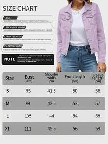 100% Cotton Light Purple Long Sleeve Denim Jacket - Versatile All-Match Short Jacket, Suitable For Women In Spring - Purple - View 10