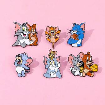 华纳兄弟 1/6 件装经典喜剧卡通胸针创意趣味珐琅别针金属徽章首饰服装背包配饰礼品