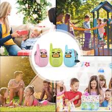 Walkie Talkie para nios, reloj recargable Walkie Talkie de largo alcance, correas de mueca con cordn, juguetes perfectos al aire ltima intervensin para nios de ms de 3 aos para acampar - Q136_Rosa+Amarillo+Azul - Ver 8