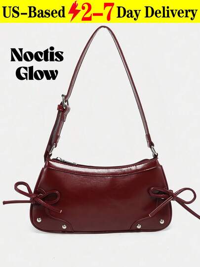 "Vintage Ribbon Bow Decor Exposed Strap Red Leopard Print Shoulder Armpit Baguette Bag,  Detachable Strap Underarm Crossbody Bag, OutingsSuitable For Dating,Outings,Street, Party.Perfect Valentine's Day Gift For Her, Best Valentine's Gift Choice Ever .Can Be Used As Thanksgiving, Halloween,Christmas Gift. "