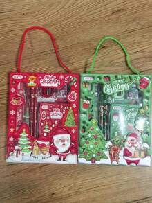 一套3D卡通文具套装，包含铅笔、橡皮和尺子，适合学习、圣诞节及其他节日作为礼物。文具礼盒套装，返校礼物。 - 彩色 - 查看 9