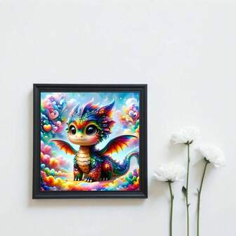 Acrylic Diamond Painting Kit, Cute Colorful Dragon Theme, Round Diamond, DIY Handicraft Supplies