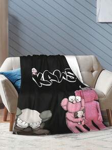 Kawss Kawaii Kaw Blanket Luxury Anime Flannel Blanket - Ultra Soft Cartoon Print, The Perfect Gift For Any Occasion, Christmas, Birthday, For Home, Camping & Travel Use - 黑色 - 查看 6
