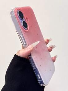 可爱闪亮渐变色星星软壳手机壳，兼容 17 Pro Max、17 Pro、17 Air、16、15、14、13、12 Pro Max、16、15 Pro、16、15、14 Plus 和 11，时尚女孩礼物，透明边框手机壳 - 粉色 - 查看 3