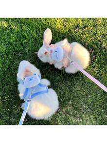 1件可调节兔子背带式胸背心，可爱熊耳兔子胸背带，小型宠物和兔子牵引绳 - 彩色 - 查看 3