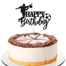 1pc Soccer Happy 8th 9th 10th 11th 12th 13th 14th 15th 16th Birthday Cake Topper Soccer Players Football Soccer Theme Party Cake Decorations 8 9 10 11 12 13 14 15 16 Years Old Birthday Cake Ball Party Decorations Supplies - Black - View 12