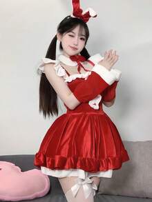1 件性感甜辣洛丽塔兔女郎圣诞节服装套装，角色扮演服装，适合节日派对、表演、舞会、舞台（仅限礼服） - 彩色 - 查看 4
