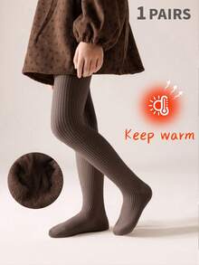 半条装儿童/女童薄款加绒保暖打底裤，纯色休闲可爱踩脚裤，柔软舒适的保暖内衬，适合秋冬季日常穿着、上学、户外活动、居家、旅行。