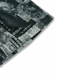 男士黑色印花短裤，时尚百搭休闲迷彩短裤，街头风，轻盈透气，夏季必备