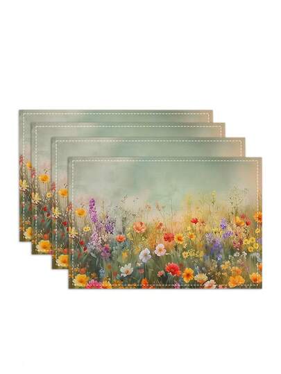 1/2/4/6/8/12 piezas Manteles navideños festivos - 12.6x16.54 pulgadas, solo lavado a mano, manteles florales de primavera y verano con flores silvestres, lavables, antideslizantes y resistentes al calor, manteles de mesa vintage rústicos para decoración de cocina, comedor y fiestas