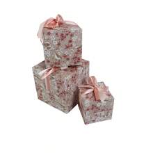 NICE LIFE 3 Stücke Rosa Blumen Geschenkbox Set mit Schleife, elegante dekorative quadratische Boxen für Hochzeiten, Geburtstage und besondere Anlässe