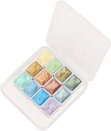 EstiloJuego De Pintura De Acuarela, 12 Colores Vivos En Caja PortáTil, Juego De Pinturas De Acuarela SóLidas MetáLicas Con Brillo Para Pintura De CaligrafíA ArtíSticaVersióN Mejorada - 1 - Ver 9