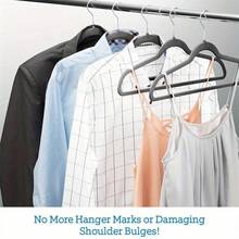 5pcs/Pack Velvet Hangers | Clothes Hanger | Magic Hanger | Adult Plastic Hangers, Super Load-Bearing | Sturdy And Durable Thick Hangers, 360° Rotating Silver Hook, Clothing Storage Magic Wand, Non-Slip Seamless, Ideal Storage Hanger, Thickened Hanger, Christmas Gift, Birthday Gift - Grey - View 3