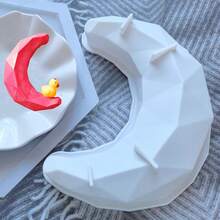 Creative Ramadan, Moon Silicone Cake Pan, Moonlight Sonata, Mousse Cake, Bread, Pizza, Pudding, Baking Mold, Dessert Mold, Holiday Party Dessert Mold, Gift Mold, Holiday Dessert Mold, Kitchen Mold, Kitchen Supplies, Silicone Mold, Eid Mubarak - White - View 8