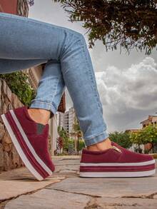 GuGi Women Wedge Sneakers - Burgundy - View 9