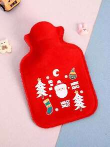 1pc Unisex Cartoon Christmas Pattern Hot Water Bottle, Large Capacity, Refillable, Explosion-Proof, Detachable Flocked Cover, Suitable For Winter, Christmas Gift, Outdoor Camping, Travel, Home, Office, School, Sports, Cold/Hot Therapy, 2-In-1 Portable Daily Use - Multicolor - View 13