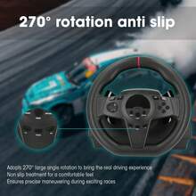 Game Steering Wheel 270 Degree Prevent Slip Racing Wheel with Liner Pedals for PS3 for Switch PC - Negro - Ver 7