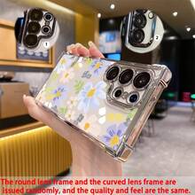 Diseño Floral de Grado Artesanal para Funda de Teléfono  Galaxy S25 ULTRA/S25/S24 Ultra/S24, S23/S23 FE/S23 Ultra/S22, Adecuado para Todos los Géneros, Hecho de Material TPU Electrochapado, Impreso con Funda de Teléfono Transparente y Borde de Lente. - Colores mixtos - Ver 7