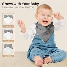 6/4/2 Packs Soft Muslin Baby Bibs, Absorbent Triangle Baby Drool Bibs For Boys And Girls, Solid Color Bibs For Teething - 彩色 - 查看 5