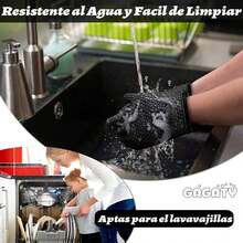 Guantes de Barbacoa, Guantes para Horno 800 ° C/1472 ° F, Guante Cocina de Cocina Unisex 28cm x 20cm(11x7.8), Guantes Cocina Antideslizantes para Barbacoa, Cocción, Horneado (Negro) - Negro - Ver 5